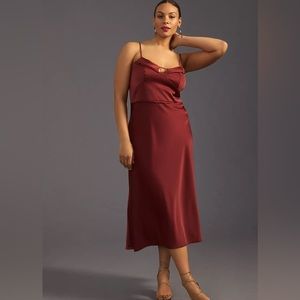 Anthropologie Corset Slip Dress - Dark Orange/bronze - Size 16